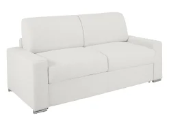 Clearance Vente-unique Sofá 2 lugares convertível de abertura rápida em pele sintética com colchão de 16 cm - CALITO Branco