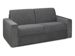 Sofá|Vente-unique Sofá 2 lugares convertível de abertura rápida em veludo antracite + colchão 14 cm - CALITO Cinza antracite
