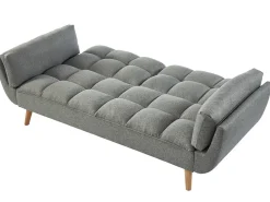 Vente-unique Sofá 3 lugares convertível em tecido LOELINE cinza jaspeado. Made for Design^ Sofá
