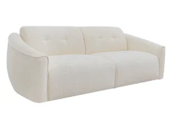 Sofá|Vente-unique Sofá 3 lugares convertível expresso em tecido bouclé - Colchão 13 cm ASUFA Branco