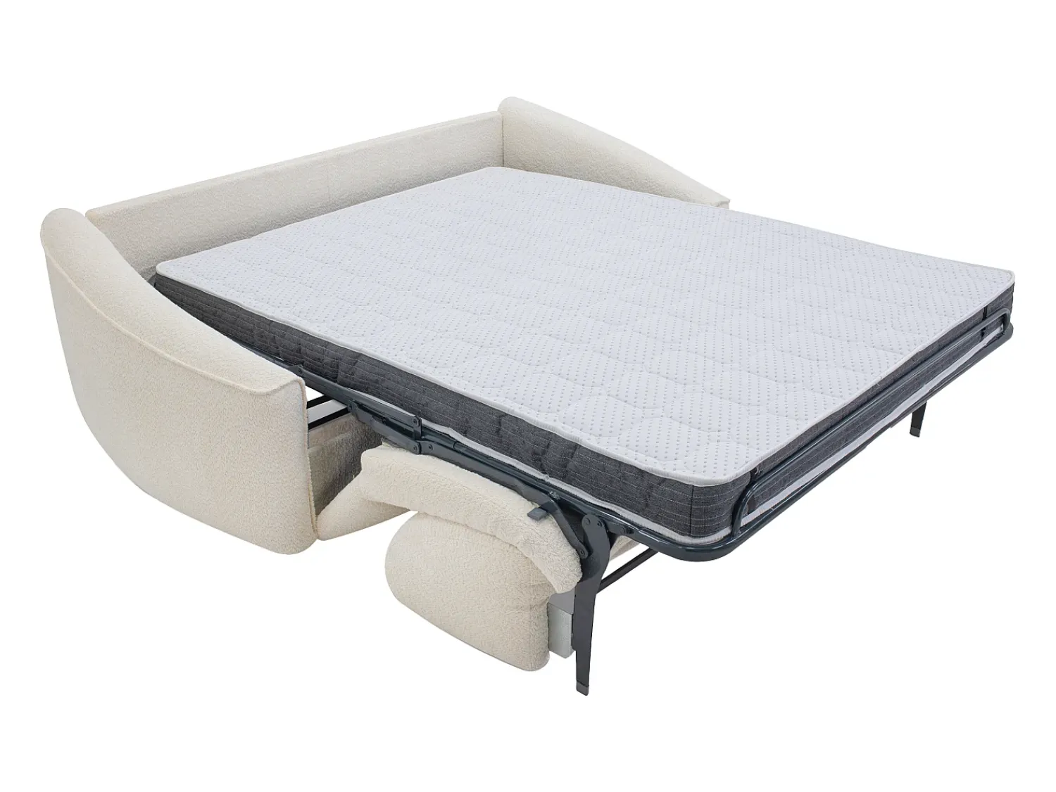 Sofá|Vente-unique Sofá 3 lugares convertível expresso em tecido bouclé - Colchão 13 cm ASUFA Branco