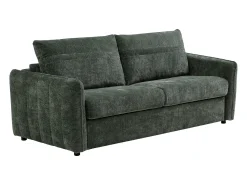 Clearance Vente-unique Sofá 3 lugares convertível express em tecido texturizado - Cama 145 cm MALOGU Verde