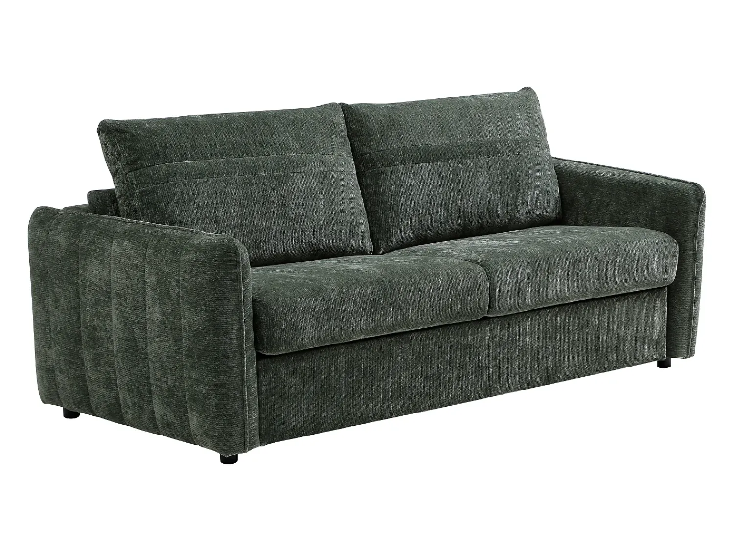 Clearance Vente-unique Sofá 3 lugares convertível express em tecido texturizado - Cama 145 cm MALOGU Verde