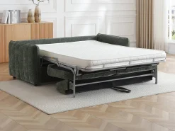 Clearance Vente-unique Sofá 3 lugares convertível express em tecido texturizado - Cama 145 cm MALOGU Verde
