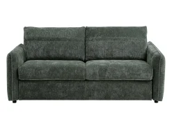 Clearance Vente-unique Sofá 3 lugares convertível express em tecido texturizado - Cama 145 cm MALOGU Verde