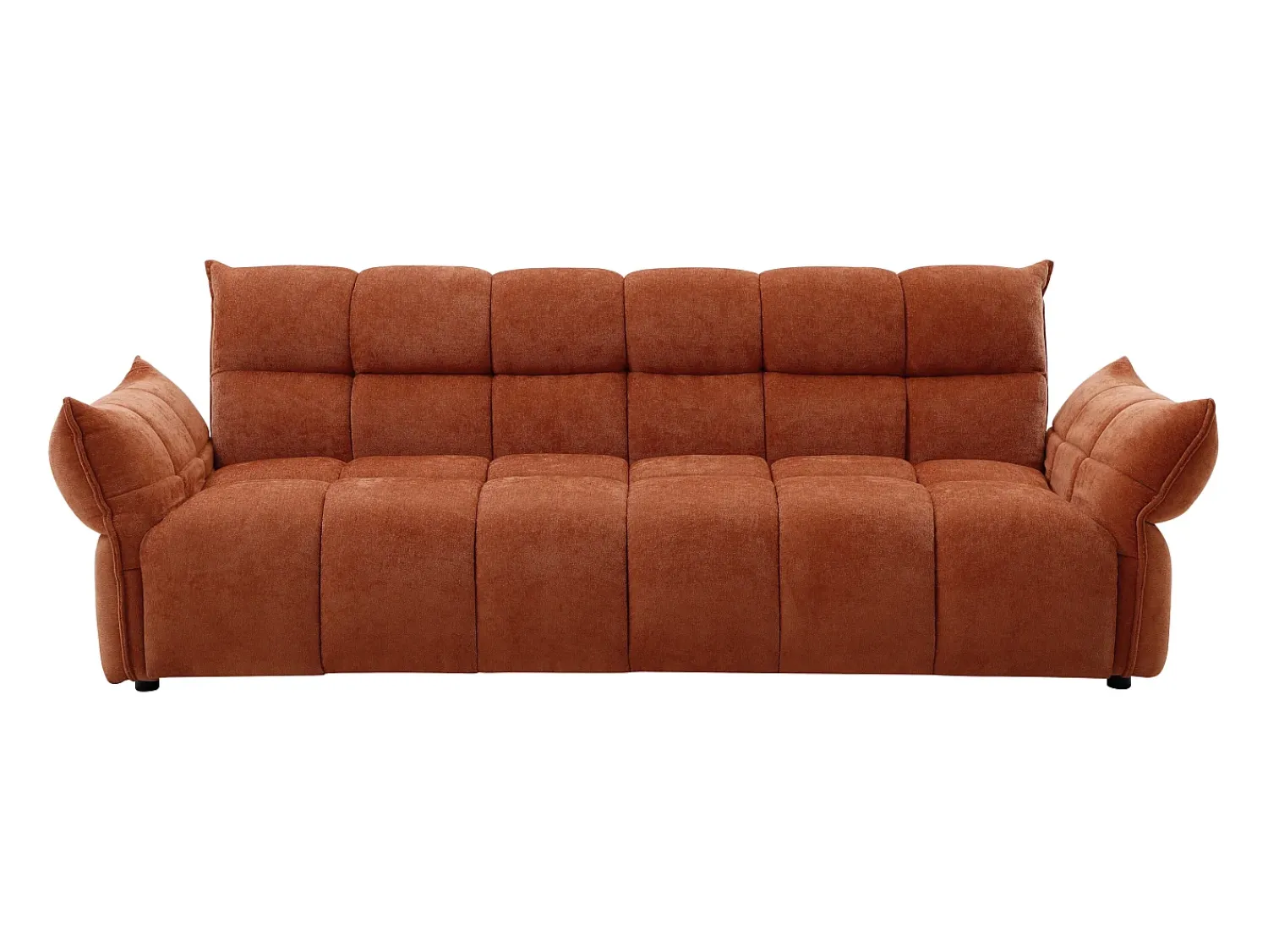 Sofá|Vente-unique Sofá 3 lugares convertível tipo clic-clac em tecido chenille HAKEMO Terracota