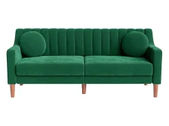 Sofá|DripeX Sofá 3 lugares de veludo - pés de madeira maciça 19cm - com 2 almofadas - 206x74x83cm - Verde