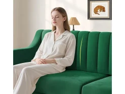 Sofá|DripeX Sofá 3 lugares de veludo - pés de madeira maciça 19cm - com 2 almofadas - 206x74x83cm - Verde