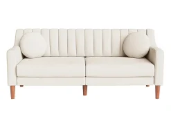 Sofá|DripeX Sofá 3 lugares de veludo - pés de madeira maciça 19cm - com 2 almofadas - 206x74x83cm - Bege