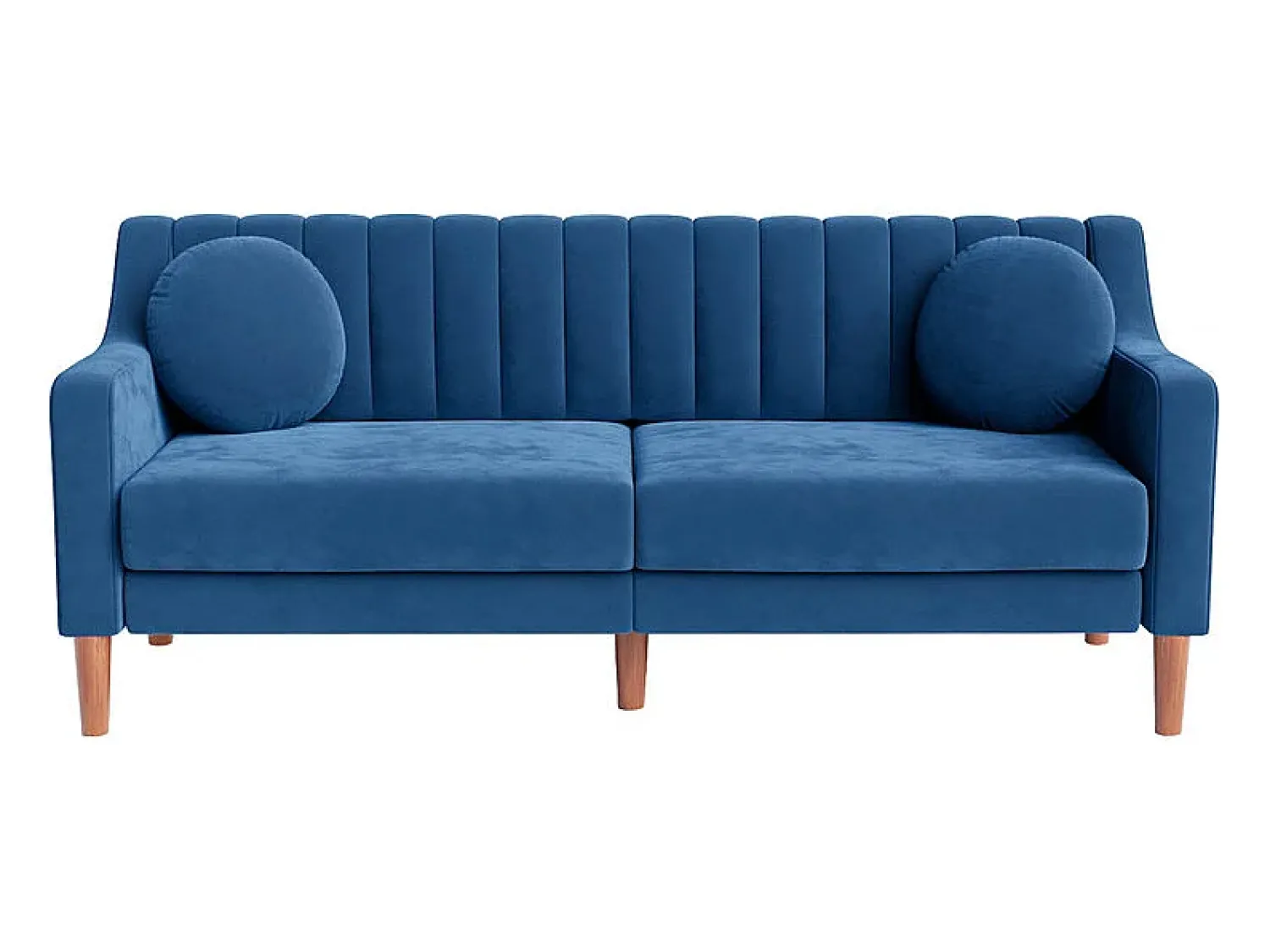 Sale DripeX Sofá 3 lugares de veludo - pés de madeira maciça 19cm - com 2 almofadas - 206x74x83cm - Azul