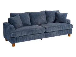 Sofá*DripeX Sofá 3 Lugares de Veludo Cotelê, com 2 Almofadas, assentos extra profundos 53cm, 220x76x84cm, Azul