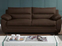 Vente-unique Sofá 3 lugares elegante em tecido Cor castanho - MANOA^ Sofá
