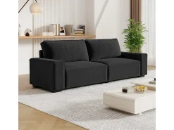 Sofá|DripeX Sofá 3 lugares em chenille - com grandes braços - assento profundo 55cm - 220 x 83 x 88 cm Preto