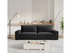 Sofá|DripeX Sofá 3 lugares em chenille - com grandes braços - assento profundo 55cm - 220 x 83 x 88 cm Preto