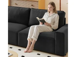 Sofá|DripeX Sofá 3 lugares em chenille - com grandes braços - assento profundo 55cm - 220 x 83 x 88 cm Preto