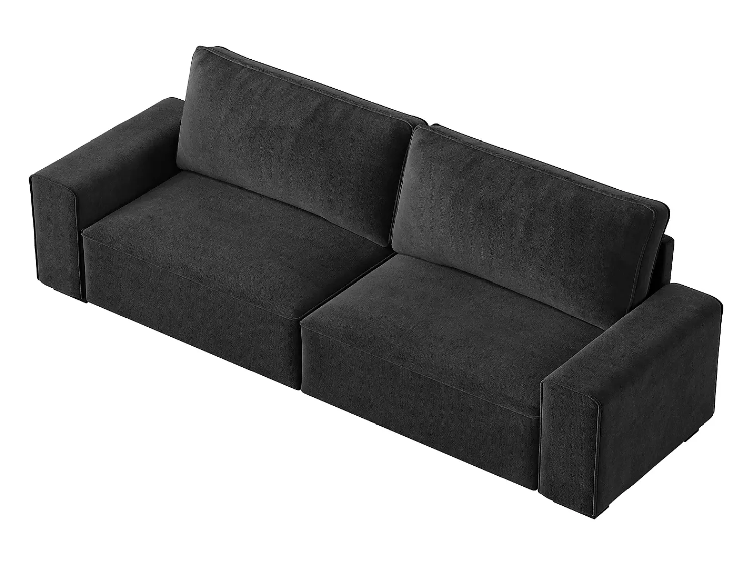 Sofá|DripeX Sofá 3 lugares em chenille - com grandes braços - assento profundo 55cm - 220 x 83 x 88 cm Preto