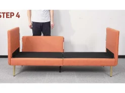 New DripeX Sofá 2/3 lugares em couro sintético, com almofadas de assento profundas e confortáveis de 56 cm, 185x76x90 cm, laranja Cor de laranja
