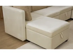 ModernLuxe Sofá 6 lugares em forma de U - con armazenamento - conversível multifuncional - veludo + veludo canelado - cinza^ Sofá