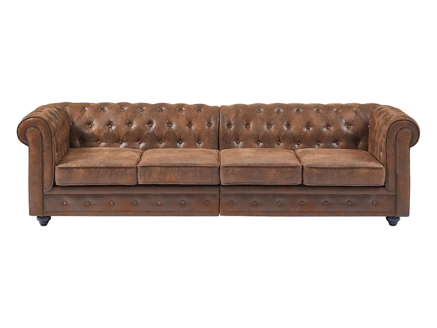 Vente-unique Sofá 4 lugares em microfibra com aspeto de couro envelhecido CHESTERFIELD^ Sofá