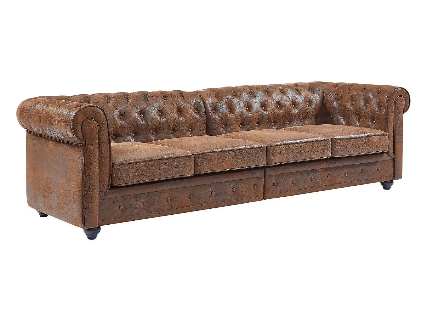 Vente-unique Sofá 4 lugares em microfibra com aspeto de couro envelhecido CHESTERFIELD^ Sofá