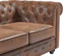 Vente-unique Sofá 4 lugares em microfibra com aspeto de couro envelhecido CHESTERFIELD^ Sofá
