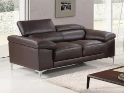 Sofá*LINEA SOFA Sofá 2 lugares em pele com apoios de cabeça Castanho - SOLANGE Castanho chocolate