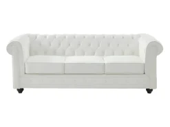 Vente-unique Sofá 3 lugares em pele de búfalo icónico CHESTERFIELD Branco