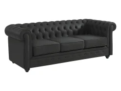 Sofá|Vente-unique Sofá 3 lugares em pele de búfalo icónico CHESTERFIELD Preto