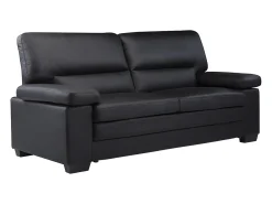 Discount LINEA SOFA Sofá 3 lugares em pele de búfalo estilo design - MIMAS Preto