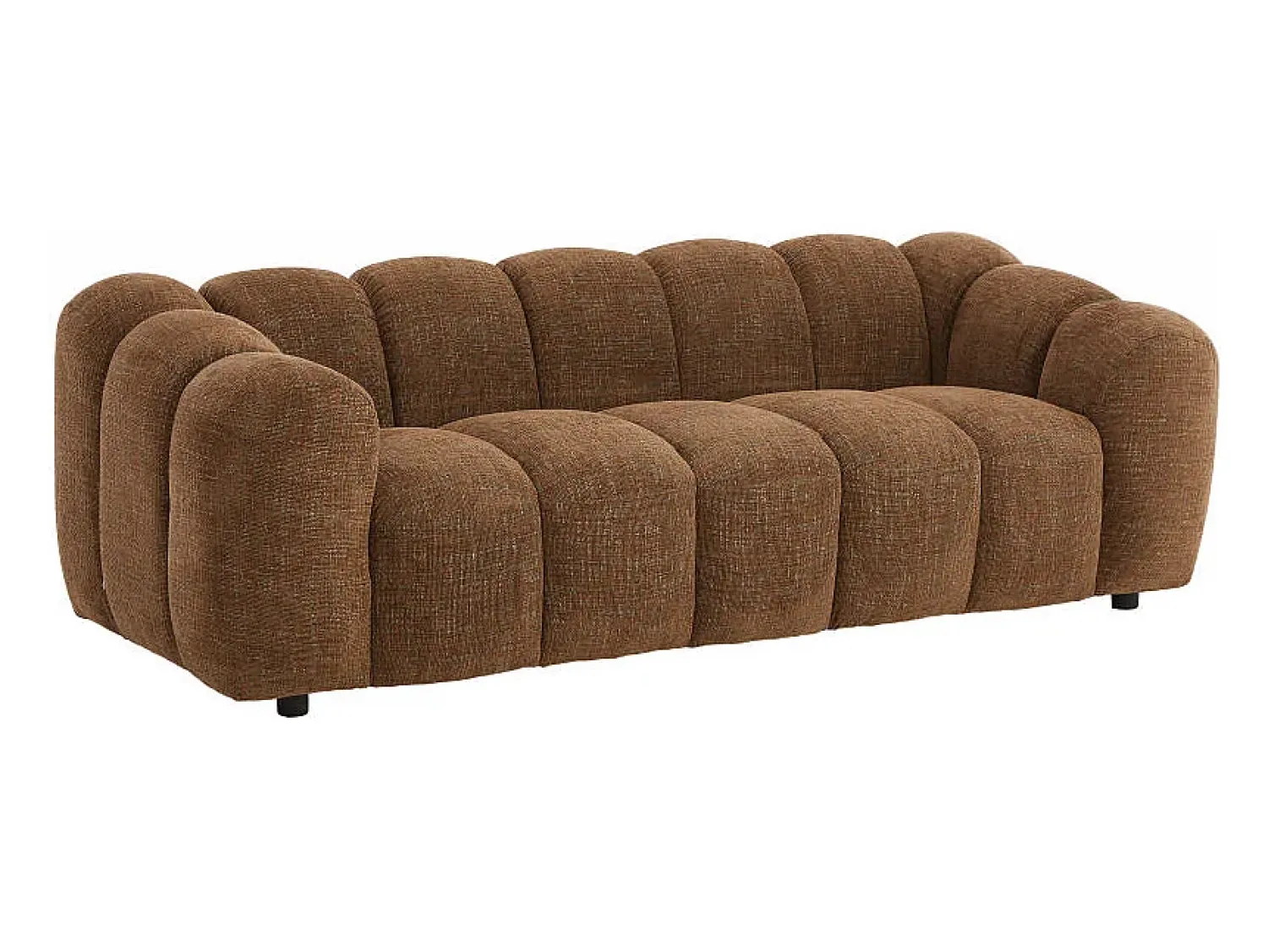 Sofá*Vente-unique Sofá 3 lugares em tecido chenille de cor castanha NELIMAR Castanho