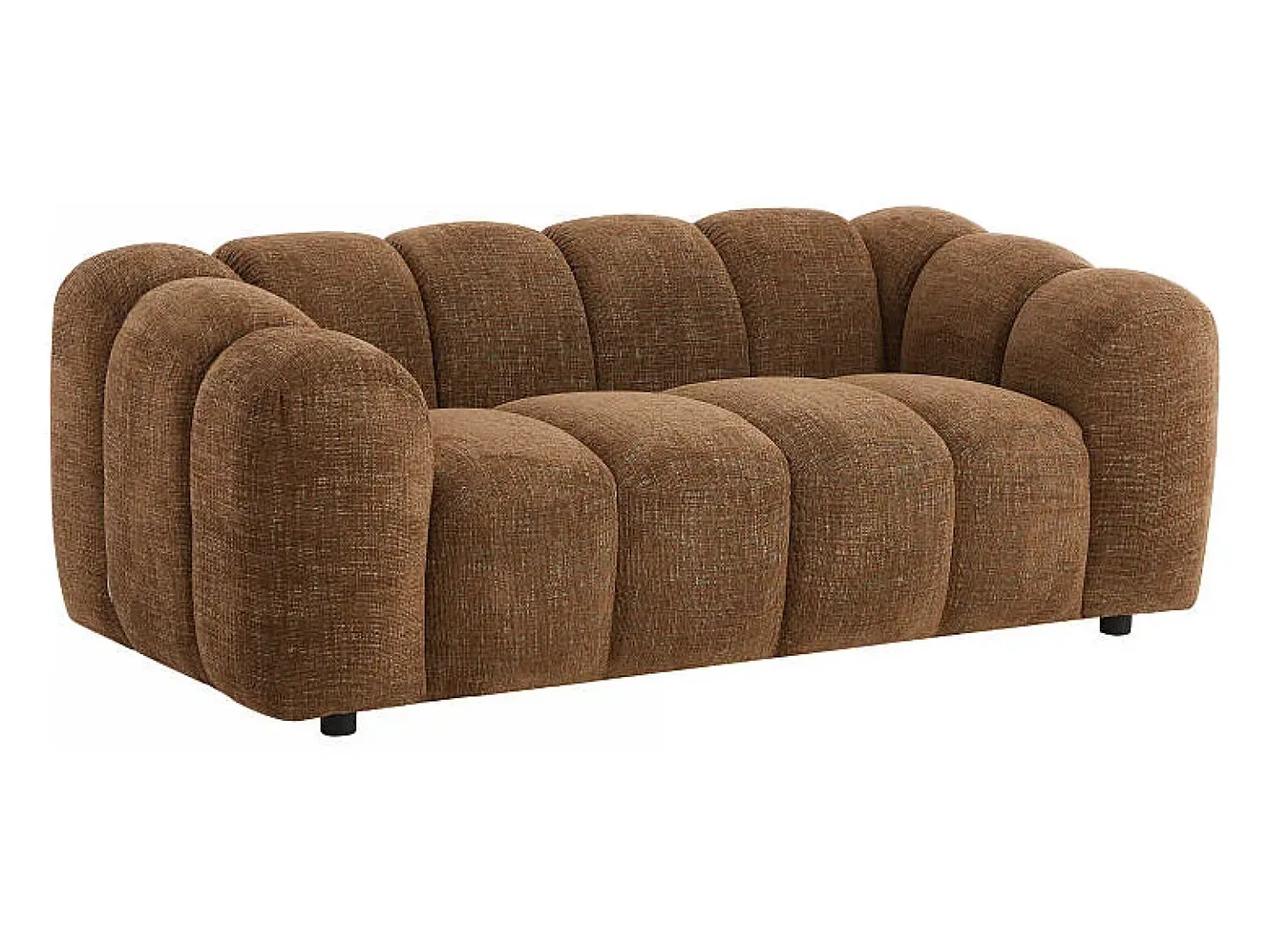 Vente-unique Sofá 2 lugares em tecido chenille de cor castanha Castanho