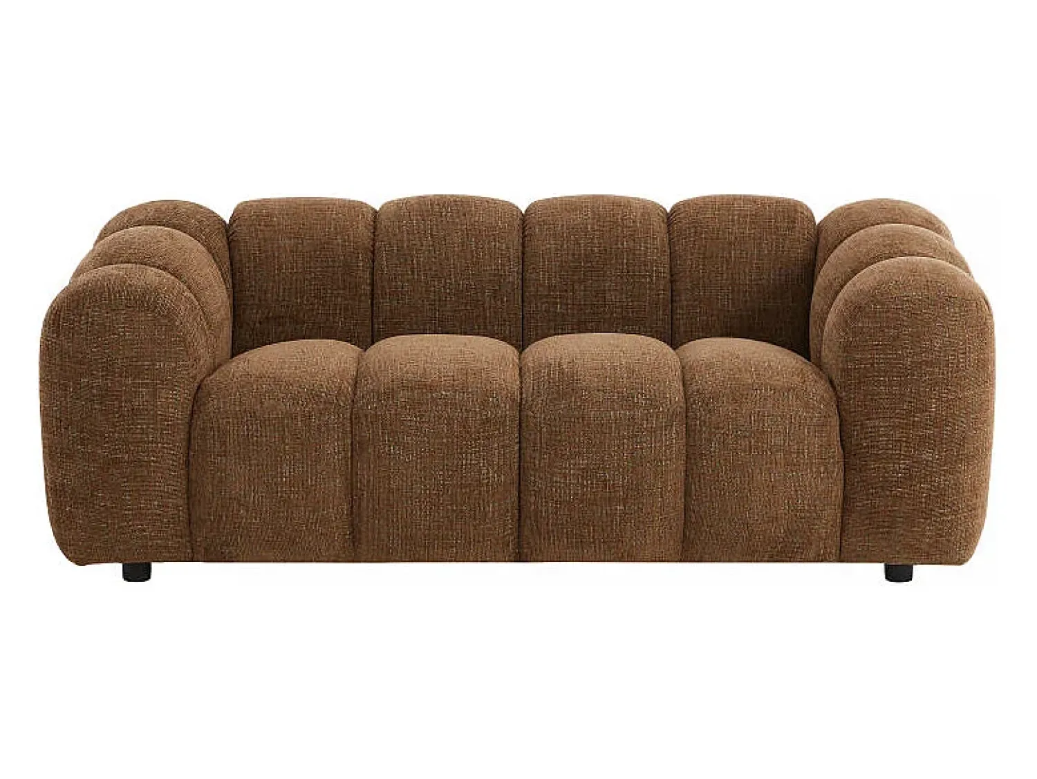 Vente-unique Sofá 2 lugares em tecido chenille de cor castanha Castanho