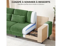 Sofá|DripeX Sofá 3 lugares em tecido chenille - com 3 almofadas - capa removível lavável - 220x81x88cm Verde