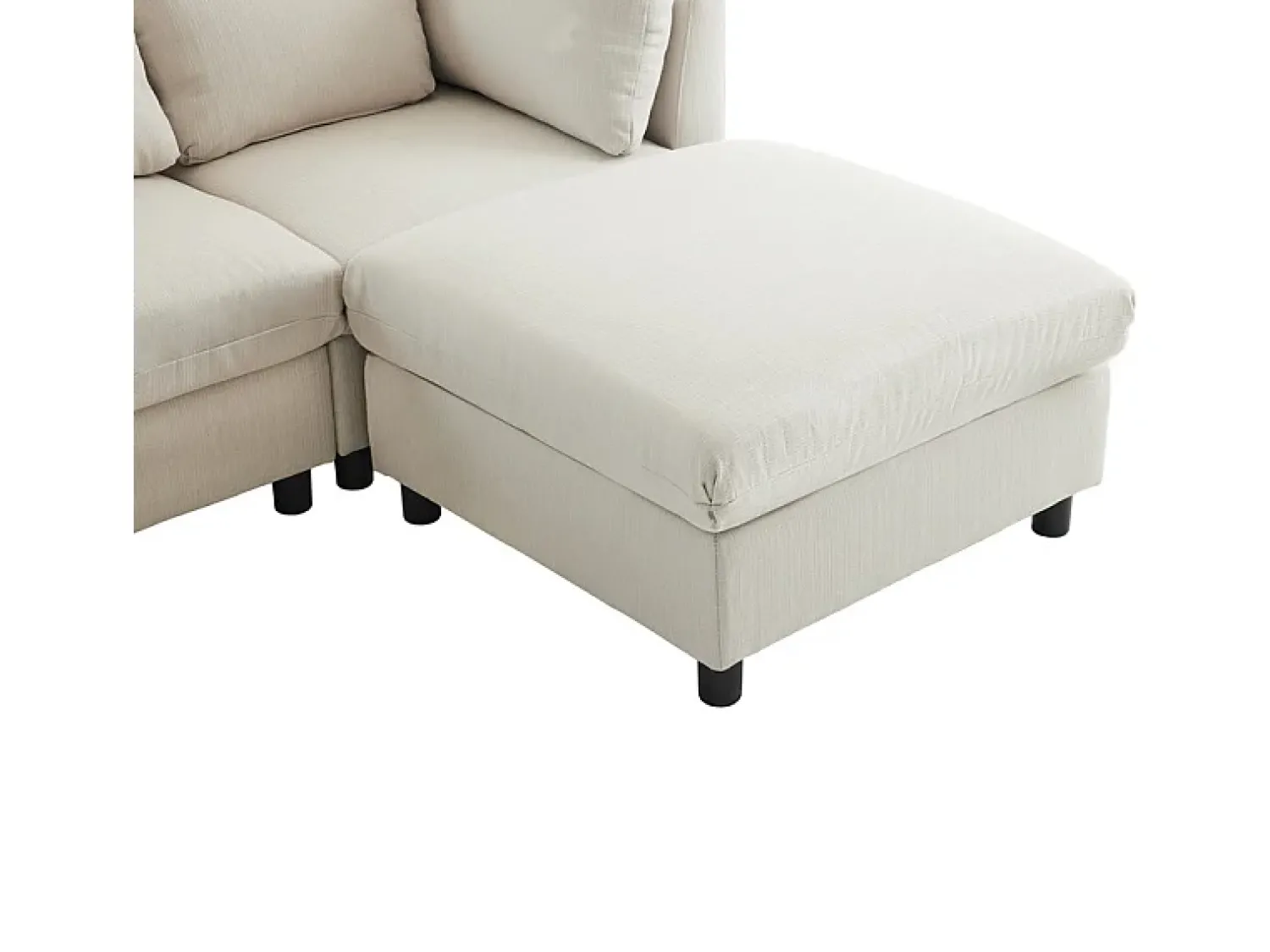 Sofá|DripeX Sofá 3 lugares em tecido de linho, com puff, 3 almofadas lombares e 2 almofadas, 220x83x81cm, Bege