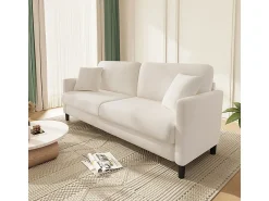 Sofá|DripeX Sofá 2 lugares em Tecido de veludo teddy com 2 Travesseiros - - 148 x 89 x 79cm Bege