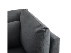 Sofá*DripeX Sofá 3 lugares em tecido de linho, com puff, 3 almofadas lombares e 2 almofadas, 220x83x81cm, Cinza Cinzento
