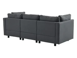 Sofá*DripeX Sofá 3 lugares em tecido de linho, com puff, 3 almofadas lombares e 2 almofadas, 220x83x81cm, Cinza Cinzento
