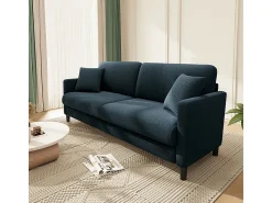 Clearance DripeX Sofá 2 lugares em tecido veludo teddy com 2 almofadas - - 148 x 89 x 79 cm Azul
