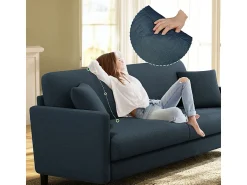 Clearance DripeX Sofá 2 lugares em tecido veludo teddy com 2 almofadas - - 148 x 89 x 79 cm Azul