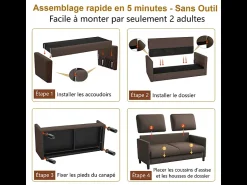 DripeX Sofá 2 lugares em tecido veludo teddy com 2 almofadas - Marrom - 148 x 89 x 79 cm^ Sofá