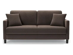 DripeX Sofá 2 lugares em tecido veludo teddy com 2 almofadas - Marrom - 148 x 89 x 79 cm^ Sofá