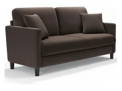 DripeX Sofá 2 lugares em tecido veludo teddy com 2 almofadas - Marrom - 148 x 89 x 79 cm^ Sofá