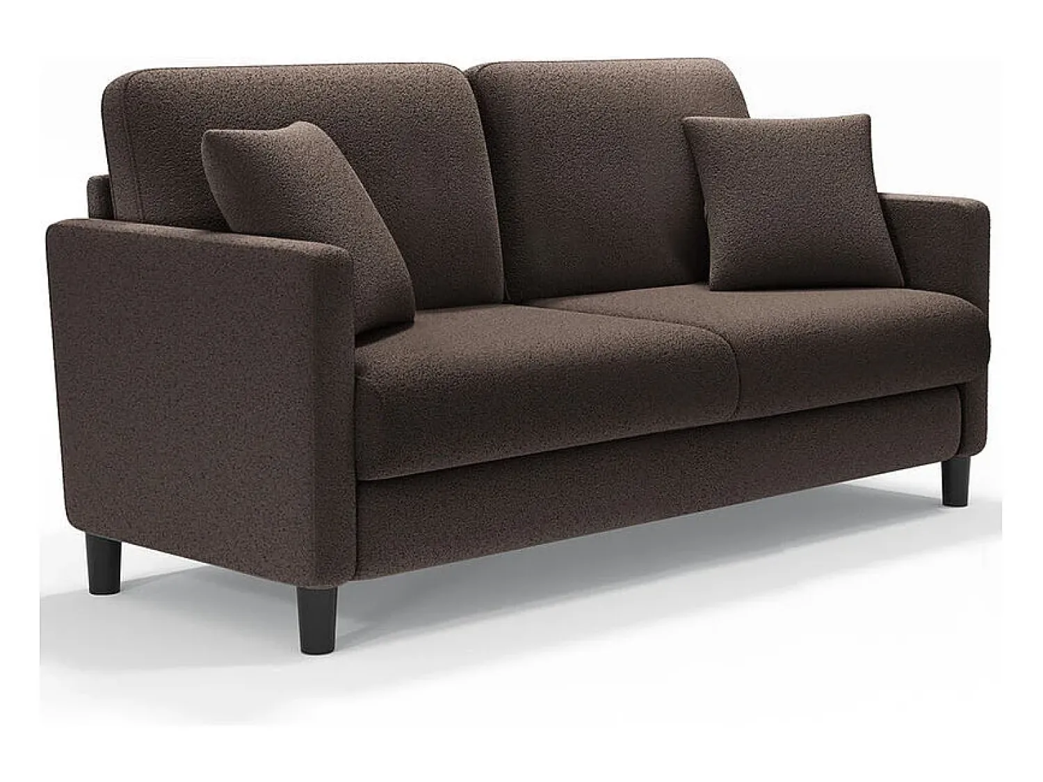 DripeX Sofá 2 lugares em tecido veludo teddy com 2 almofadas - Marrom - 148 x 89 x 79 cm^ Sofá