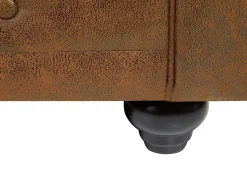 Sofá*Vente-unique Sofá 3 lugares microfibra aspeto envelhecido CHESTERFIELD Castanho
