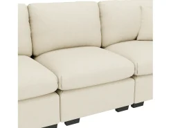 Clearance ModernLuxe Sofá 3 lugares moderno - con almofadas e mesa dobrável - inclui portas USB e porta-copos - tecido de chenille - Bege