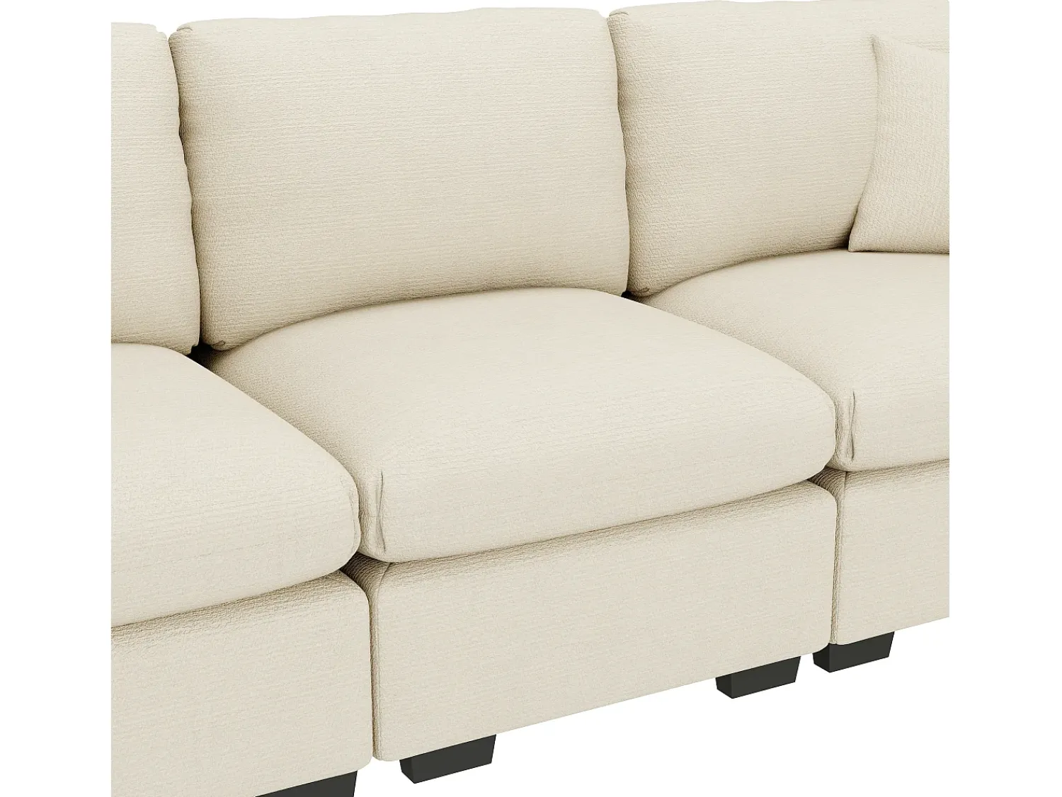 Clearance ModernLuxe Sofá 3 lugares moderno - con almofadas e mesa dobrável - inclui portas USB e porta-copos - tecido de chenille - Bege