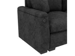 Sofá|ModernLuxe Sofá 3 lugares moderno - con almofadas e mesa dobrável - inclui portas USB e porta-copos - tecido de chenille - cinza Cinzento
