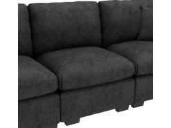 Sofá|ModernLuxe Sofá 3 lugares moderno - con almofadas e mesa dobrável - inclui portas USB e porta-copos - tecido de chenille - cinza Cinzento