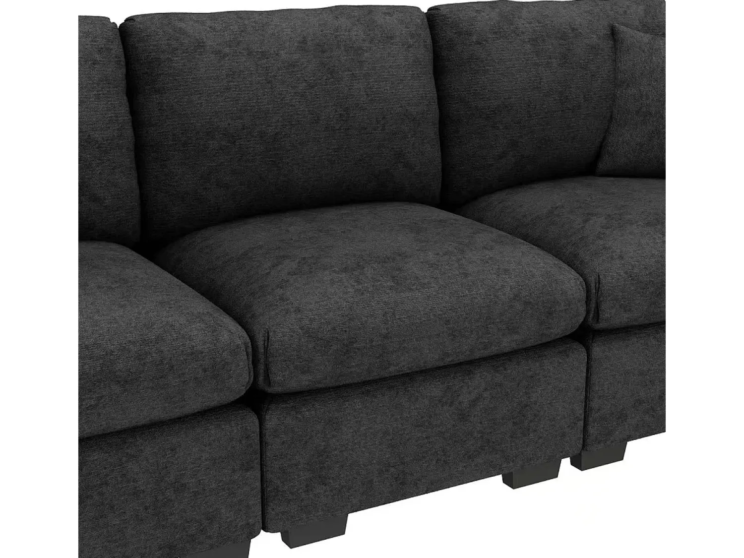 Sofá|ModernLuxe Sofá 3 lugares moderno - con almofadas e mesa dobrável - inclui portas USB e porta-copos - tecido de chenille - cinza Cinzento