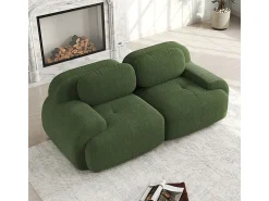 Sofá|DripeX Sofá 2 Lugares Modular de Veludo Cannelado - com 2 Almofadas - 208x103x75cm - Verde